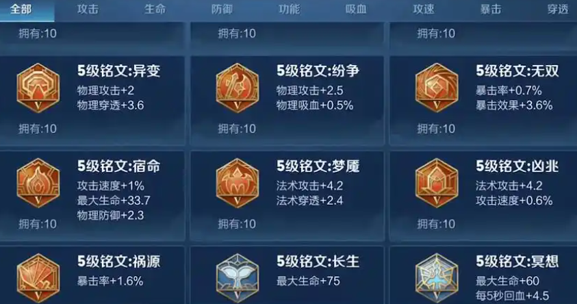 王者荣耀铭文？